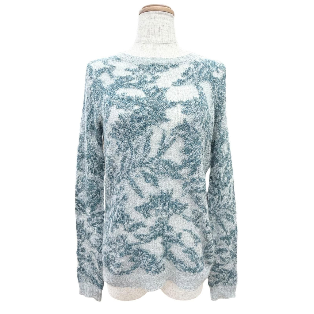 Dior Cashmere Silk Logo Embroidery Technical Knit Sweater Green 40