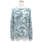 Dior Cashmere Silk Logo Embroidery Technical Knit Sweater Green 40