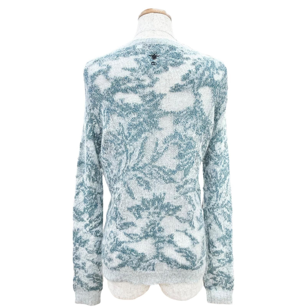 Dior Cashmere Silk Logo Embroidery Technical Knit Sweater Green 40 — view 4