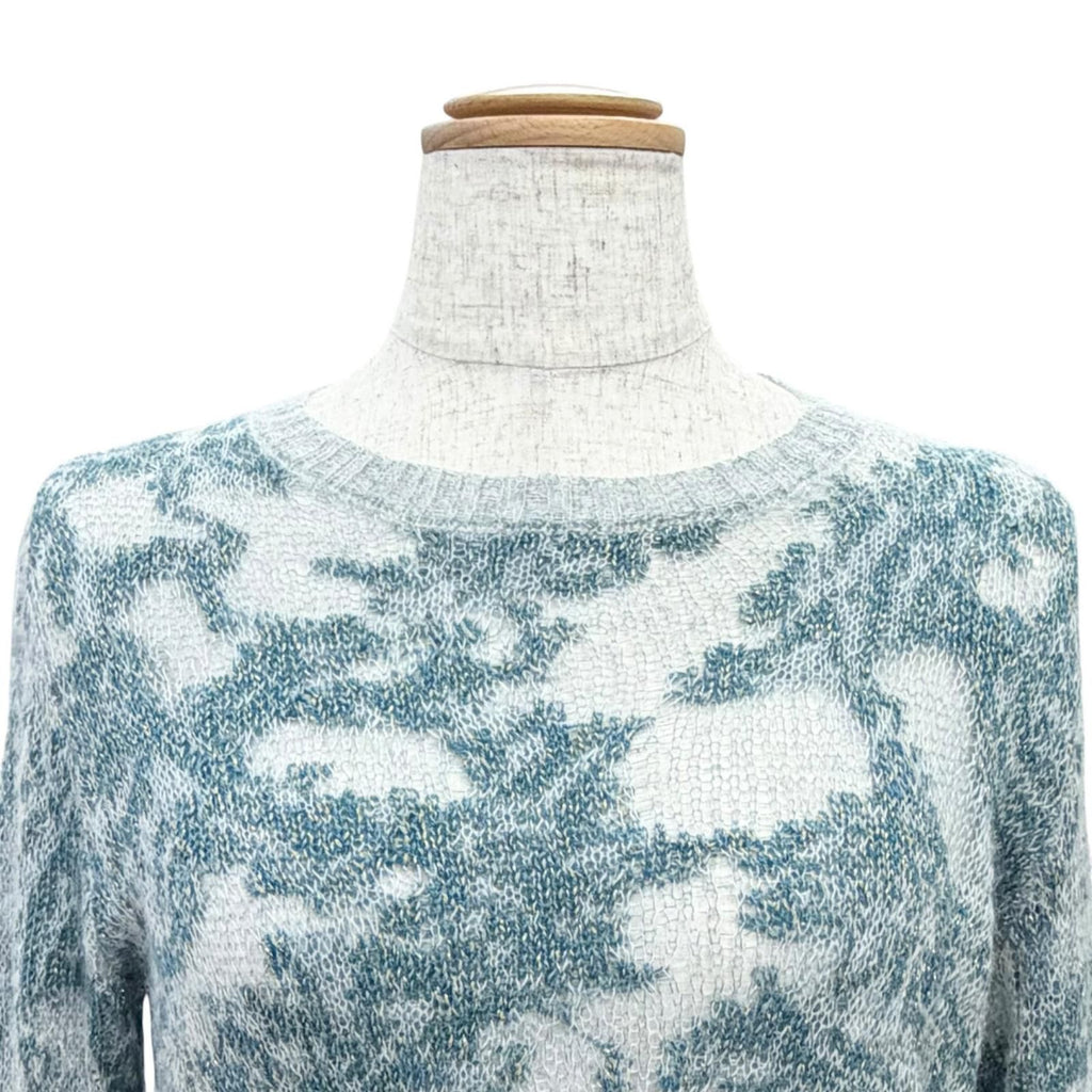 Dior Cashmere Silk Logo Embroidery Technical Knit Sweater Green 40 — view 2