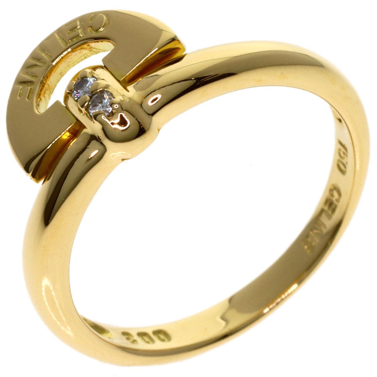 Celine Logo Diamond Ring 18K Yellow Gold — view 2