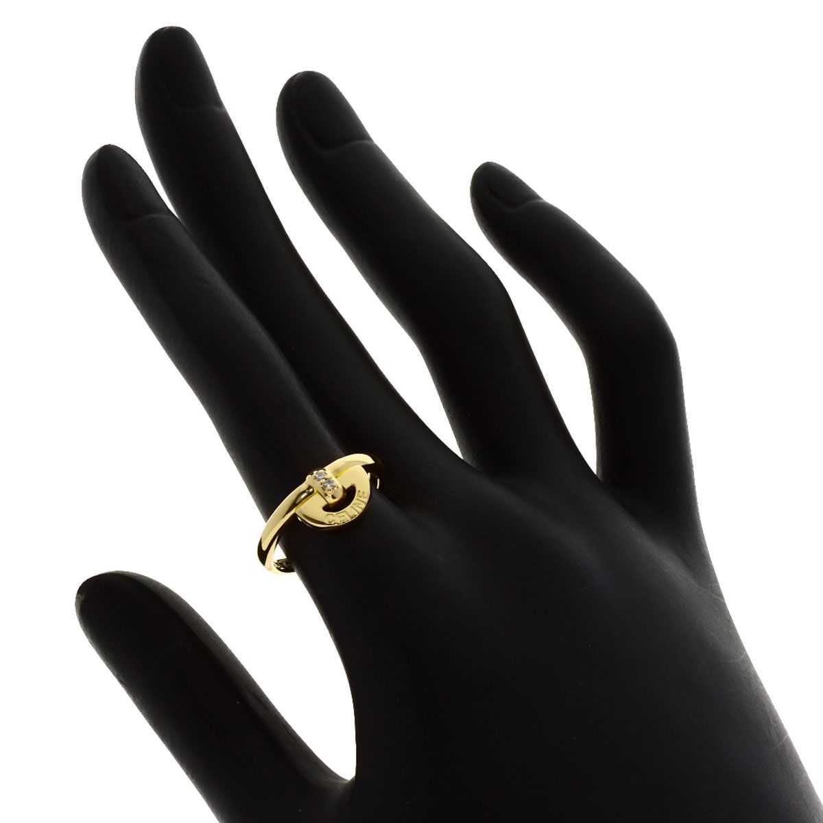 Celine Logo Diamond Ring 18K Yellow Gold — view 6