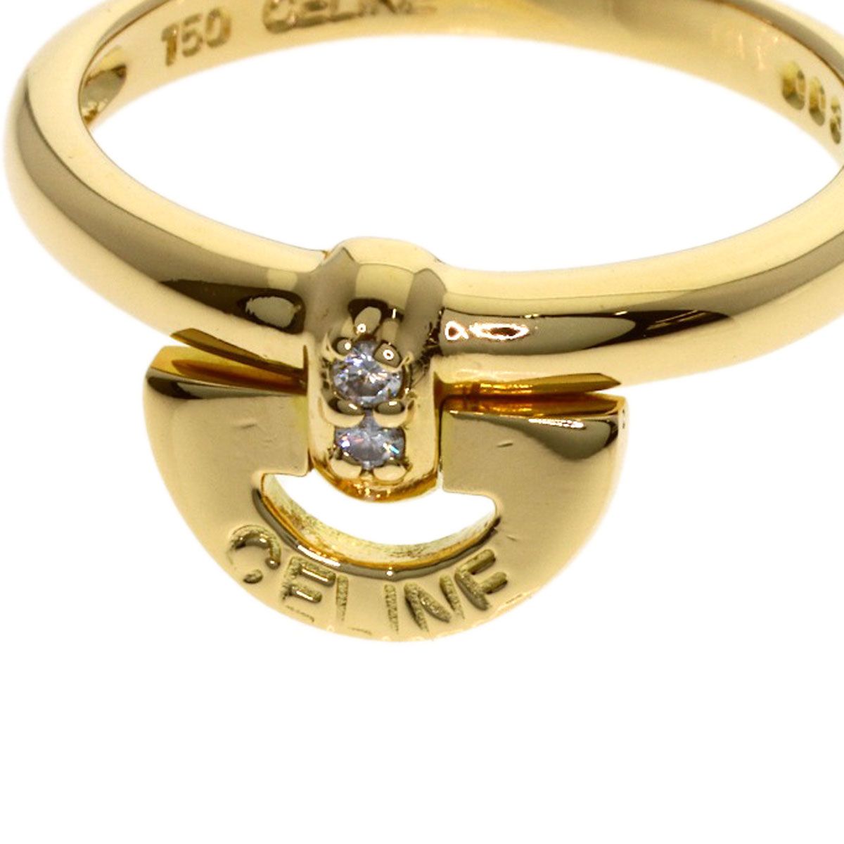 Celine Logo Diamond Ring 18K Yellow Gold — view 7