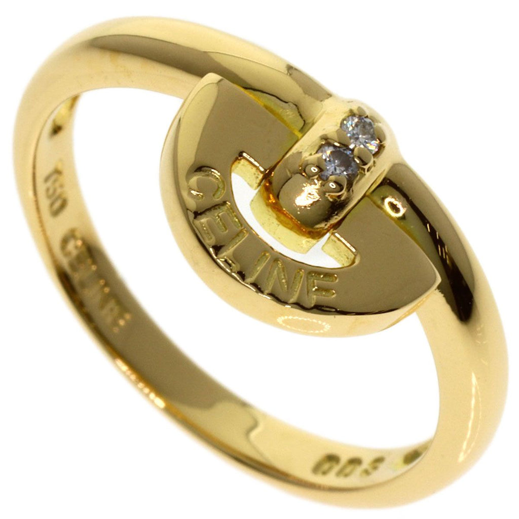 Celine Logo Diamond Ring 18K Yellow Gold