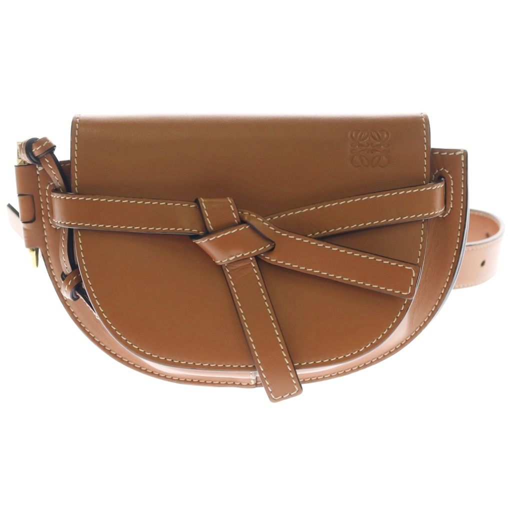 Loewe Gate Dual Shoulder Bag Brown Leather Gold