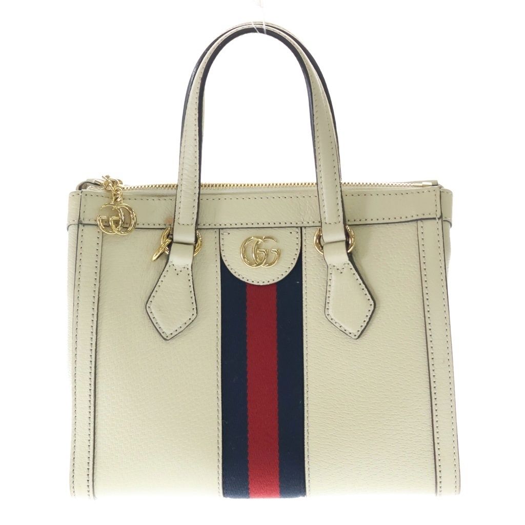 Gucci Ophidia GG Sherry Line Leather 2-Way Shoulder Bag White Ivory