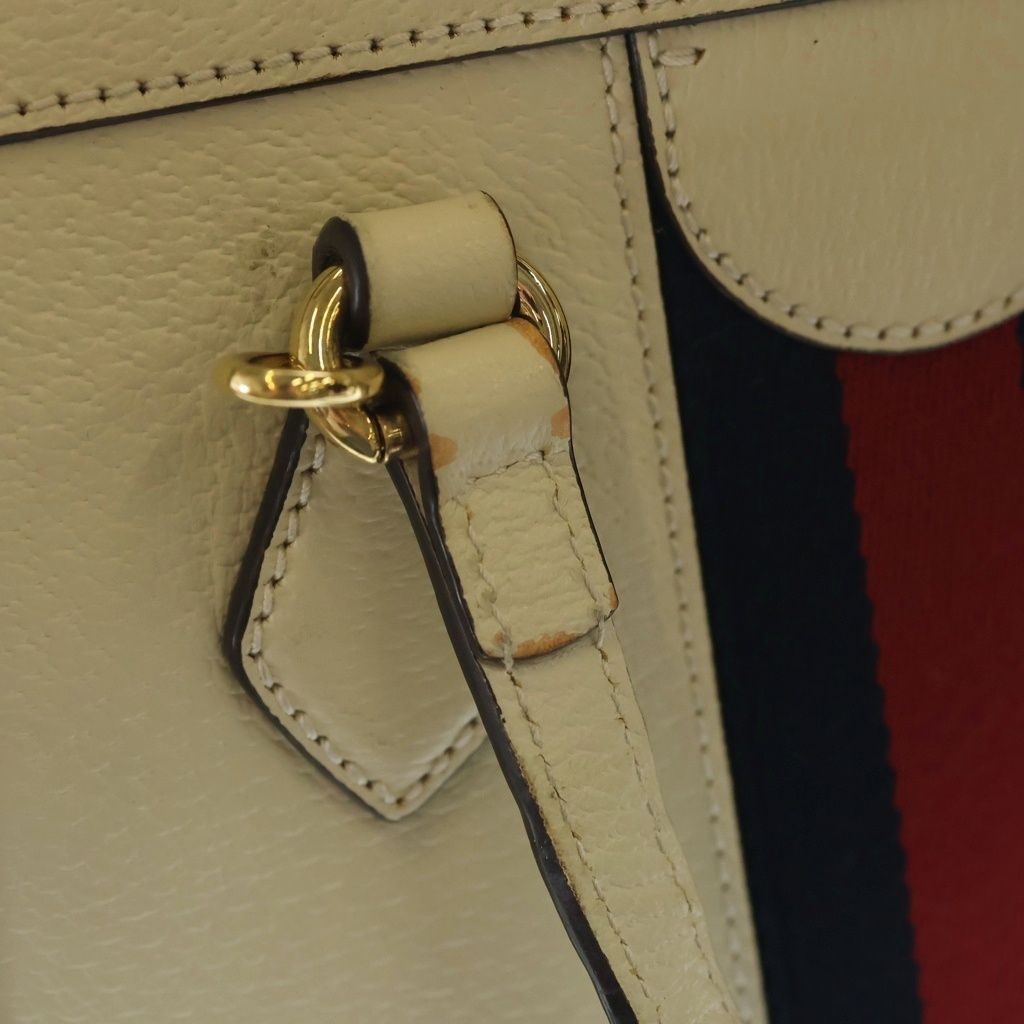 Gucci Ophidia GG Sherry Line Leather 2-Way Shoulder Bag White Ivory — view 8