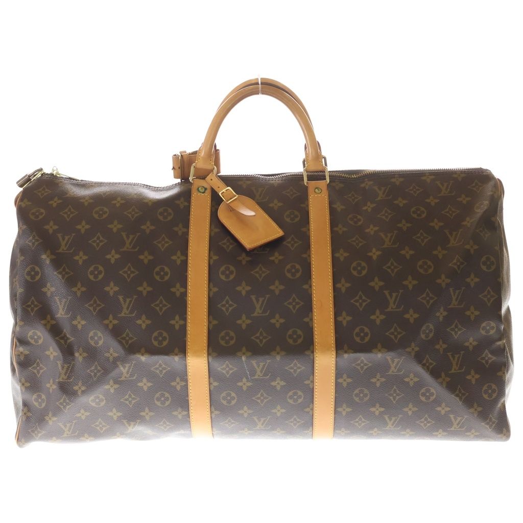 Louis Vuitton Monogram Keepall 60 Boston Bag Brown Leather