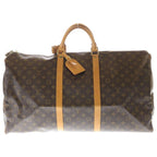 Louis Vuitton Monogram Keepall 60 Boston Bag Brown Leather