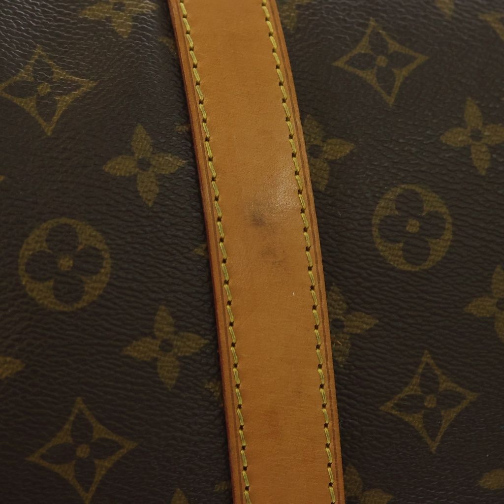 Louis Vuitton Monogram Keepall 60 Boston Bag Brown Leather — view 7