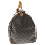 Louis Vuitton Monogram Keepall 60 Boston Bag Brown Leather — view 3