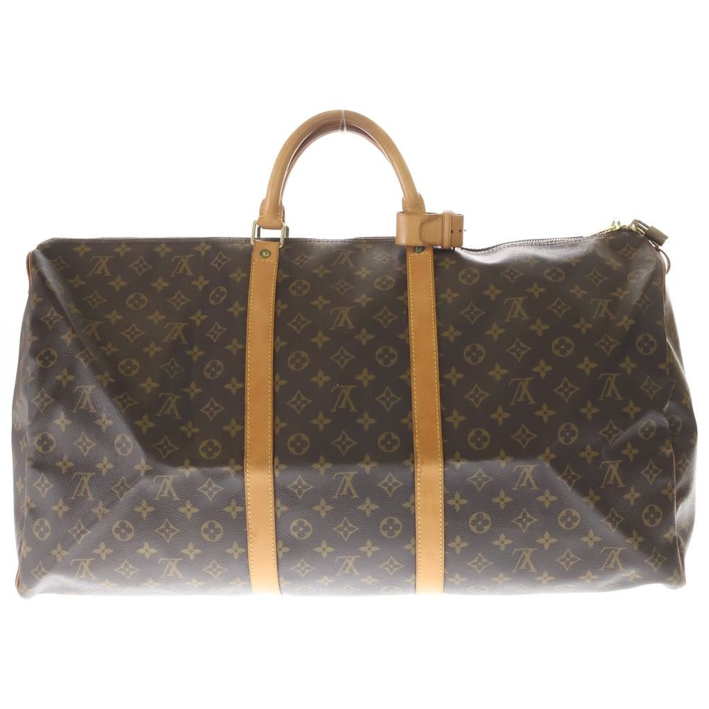 Louis Vuitton Monogram Keepall 60 Boston Bag Brown Leather — view 2