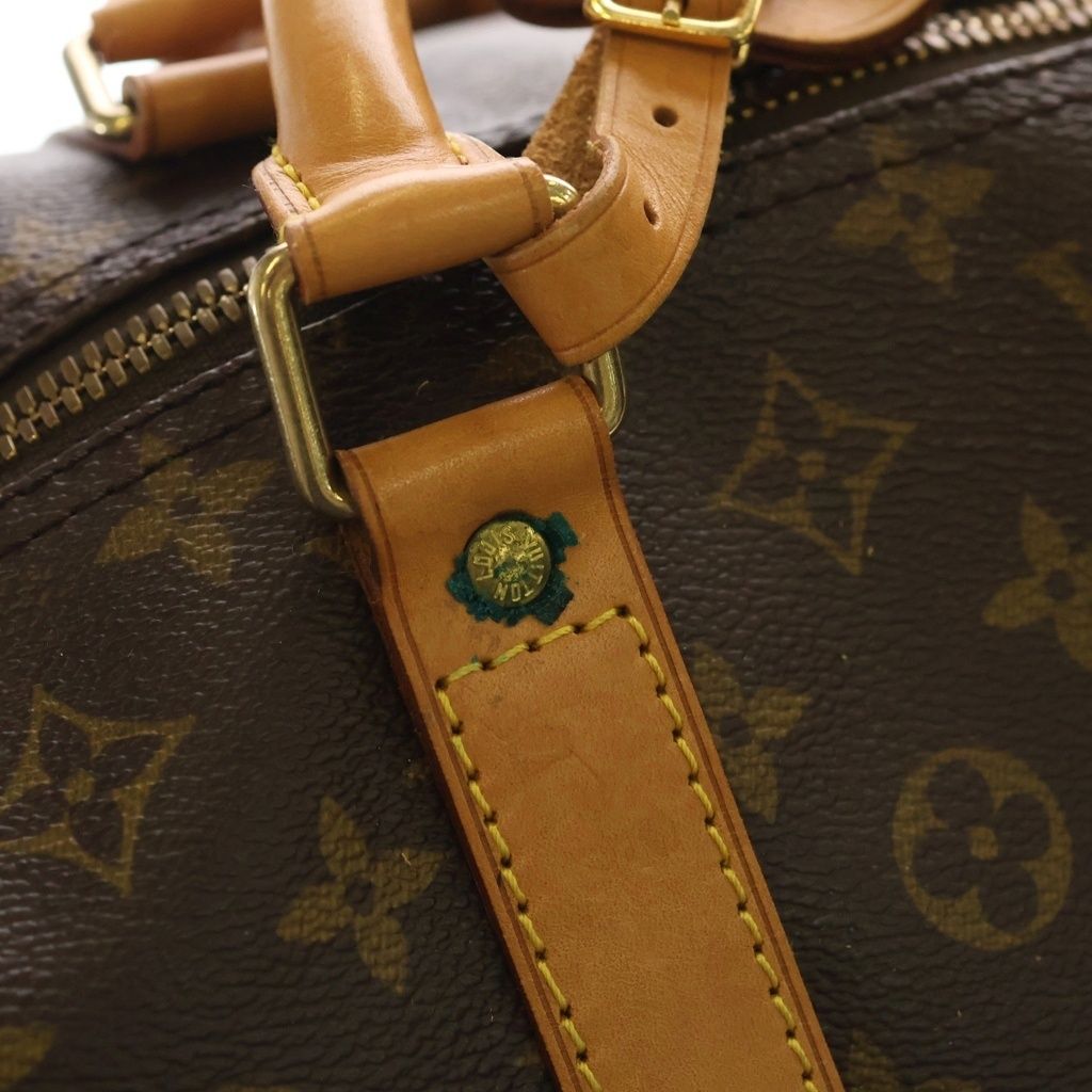 Louis Vuitton Monogram Keepall 60 Boston Bag Brown Leather — view 8