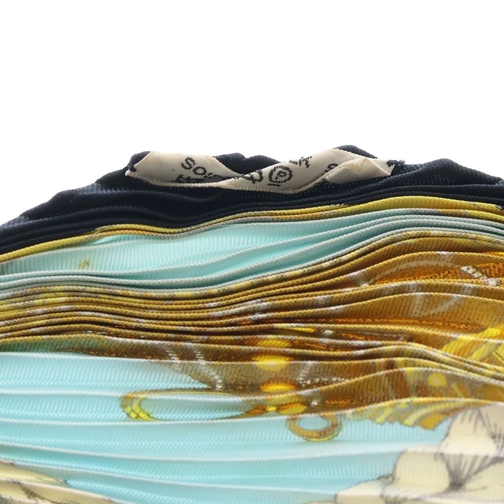 Hermes Carre 90 Scarf Grand Apparat Dressed Horse Pleated Silk Blue — view 4