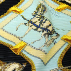 Hermes Carre 90 Scarf Grand Apparat Dressed Horse Pleated Silk Blue — view 5