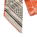 Hermes Eperon D'or Cut Apron Cut Bandana Pattern Silk Scarf Orange White — view 3