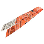 Hermes Eperon D'or Cut Apron Cut Bandana Pattern Silk Scarf Orange White — view 5