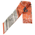 Hermes Eperon D'or Cut Apron Cut Bandana Pattern Silk Scarf Orange White