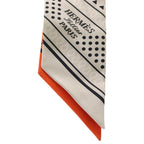 Hermes Eperon D'or Cut Apron Cut Bandana Pattern Silk Scarf Orange White — view 3