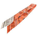 Hermes Eperon D'or Cut Apron Cut Bandana Pattern Silk Scarf Orange White — view 5
