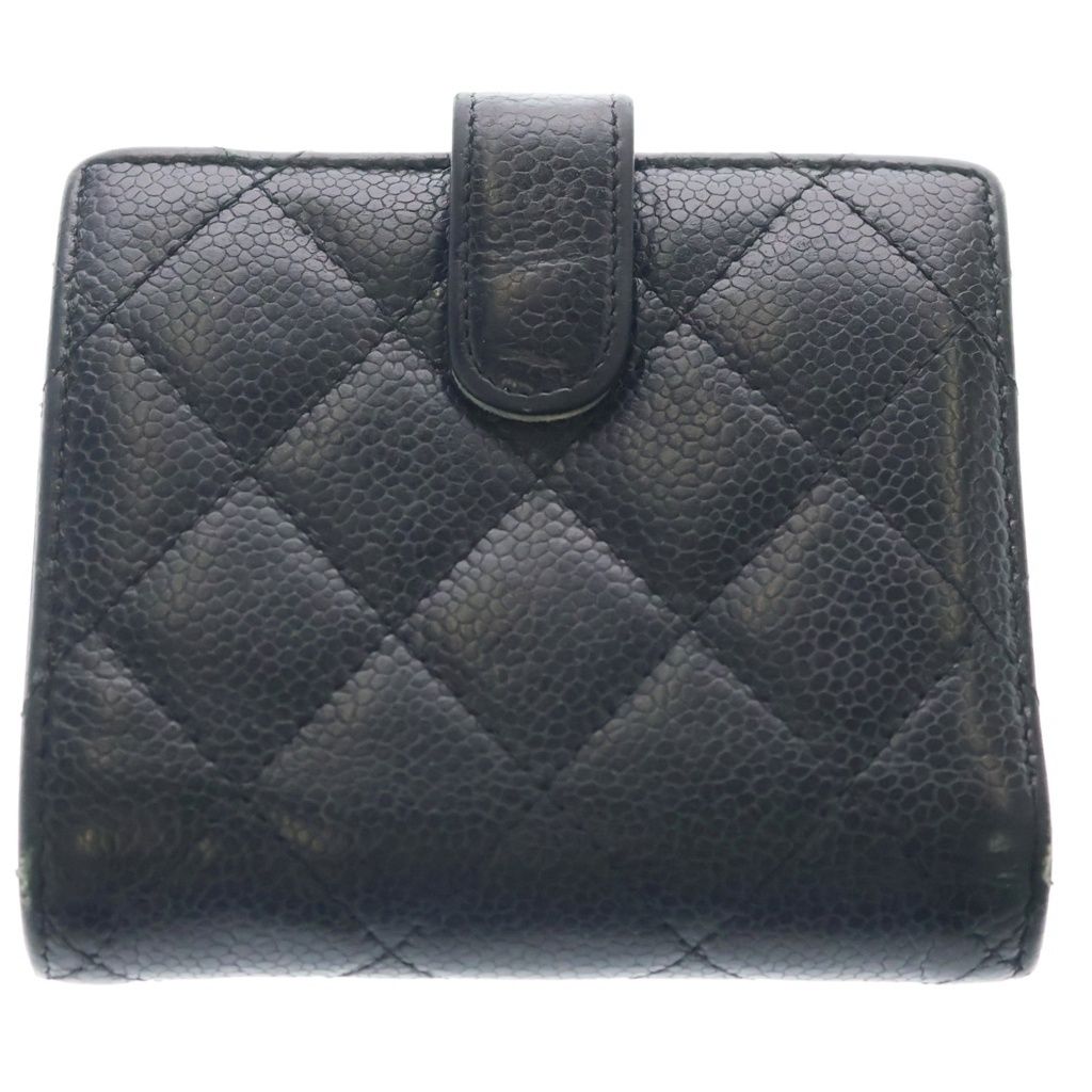 Chanel Quilted CC Logo Bifold Wallet Caviar Leather Black — view 2
