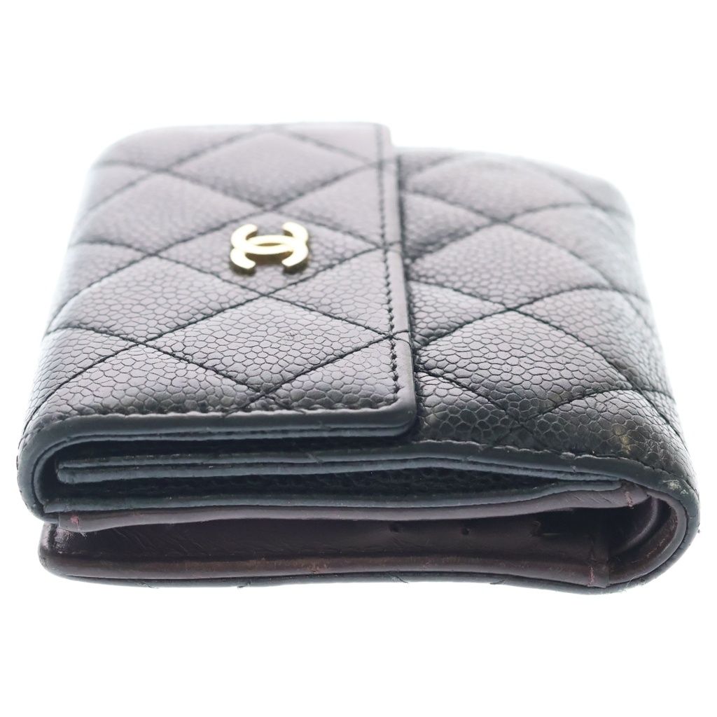 Chanel Quilted CC Logo Bifold Wallet Caviar Leather Black — view 3