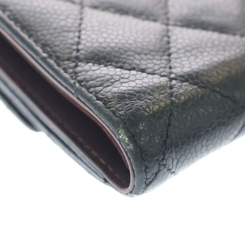 Chanel Quilted CC Logo Bifold Wallet Caviar Leather Black — view 6