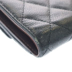 Chanel Quilted CC Logo Bifold Wallet Caviar Leather Black — view 6