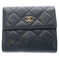 Chanel Quilted CC Logo Bifold Wallet Caviar Leather Black