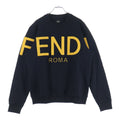 Fendi Front Logo Embroidery Crew Neck Sweatshirt Black Yellow