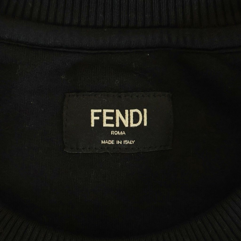 Fendi Front Logo Embroidery Crew Neck Sweatshirt Black Yellow — view 7