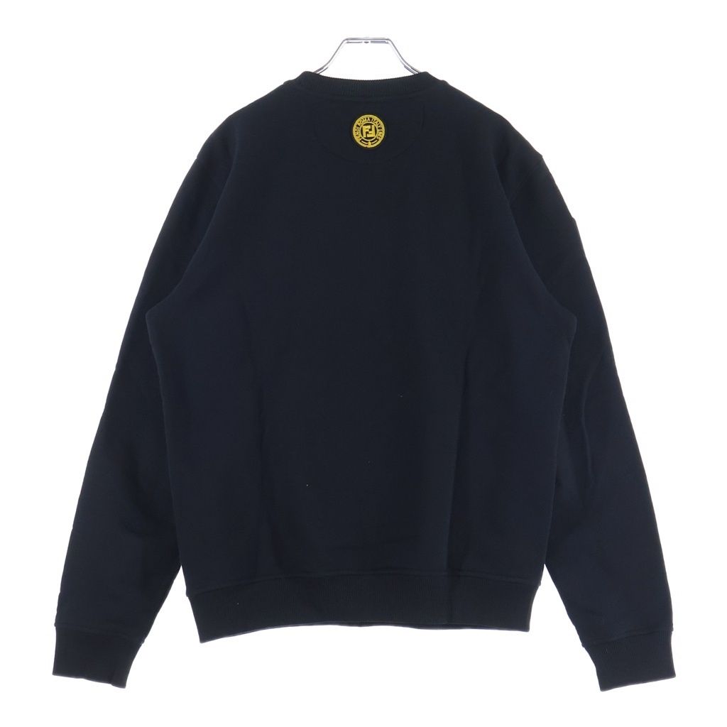 Fendi Front Logo Embroidery Crew Neck Sweatshirt Black Yellow — view 2
