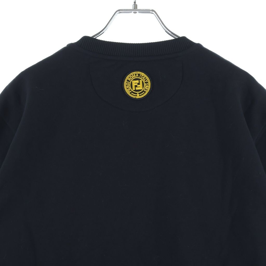 Fendi Front Logo Embroidery Crew Neck Sweatshirt Black Yellow — view 4