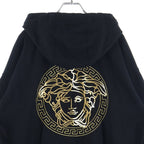 Fendi Front Fendace Logo Print Pullover Sweatshirt Hoodie Black Gold — view 4