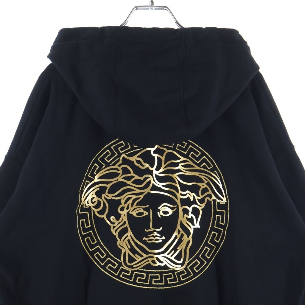 Fendi Front Fendace Logo Print Pullover Sweatshirt Hoodie Black Gold — view 4