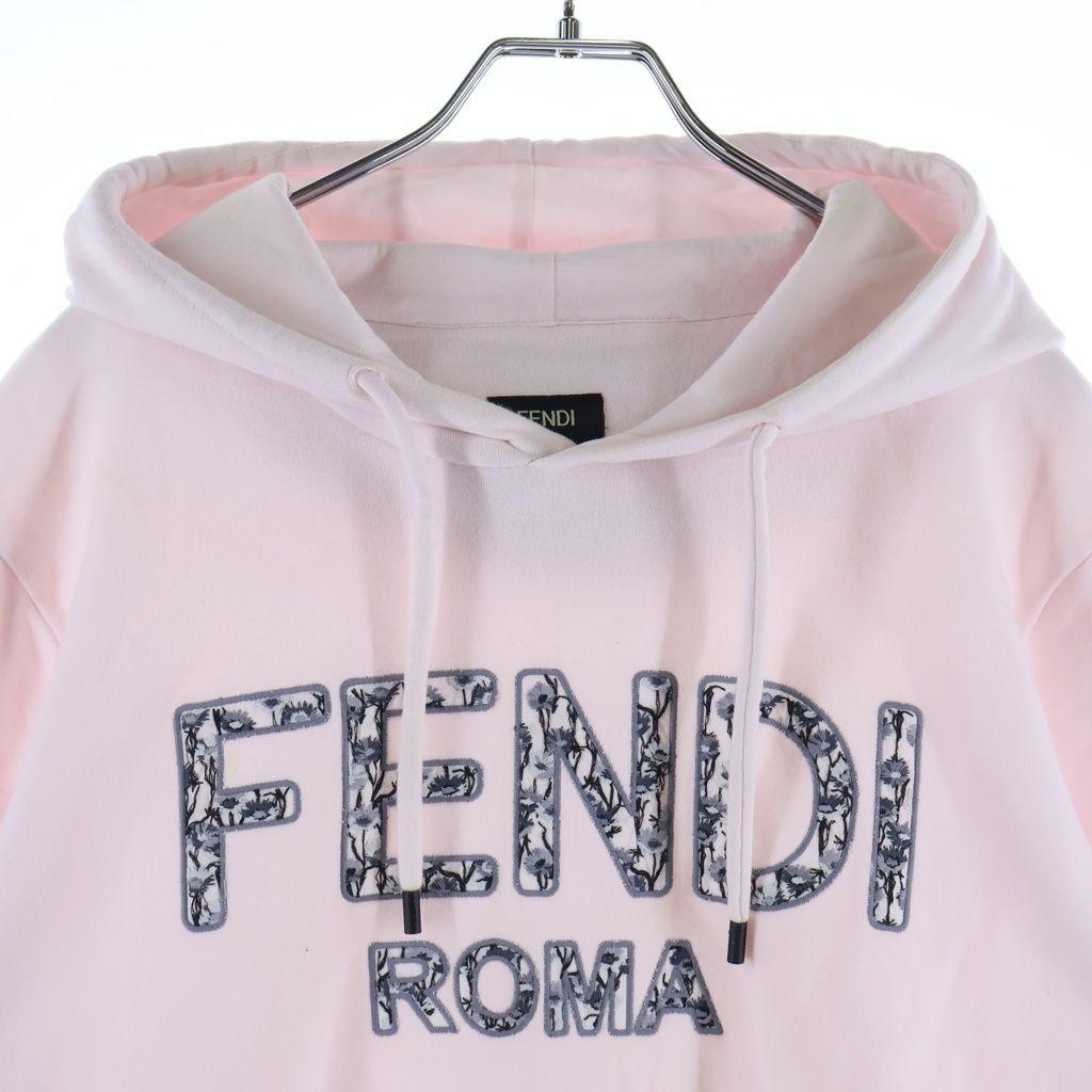 Fendi Floral Logo Pullover Sweatshirt Hoodie Pink — view 3