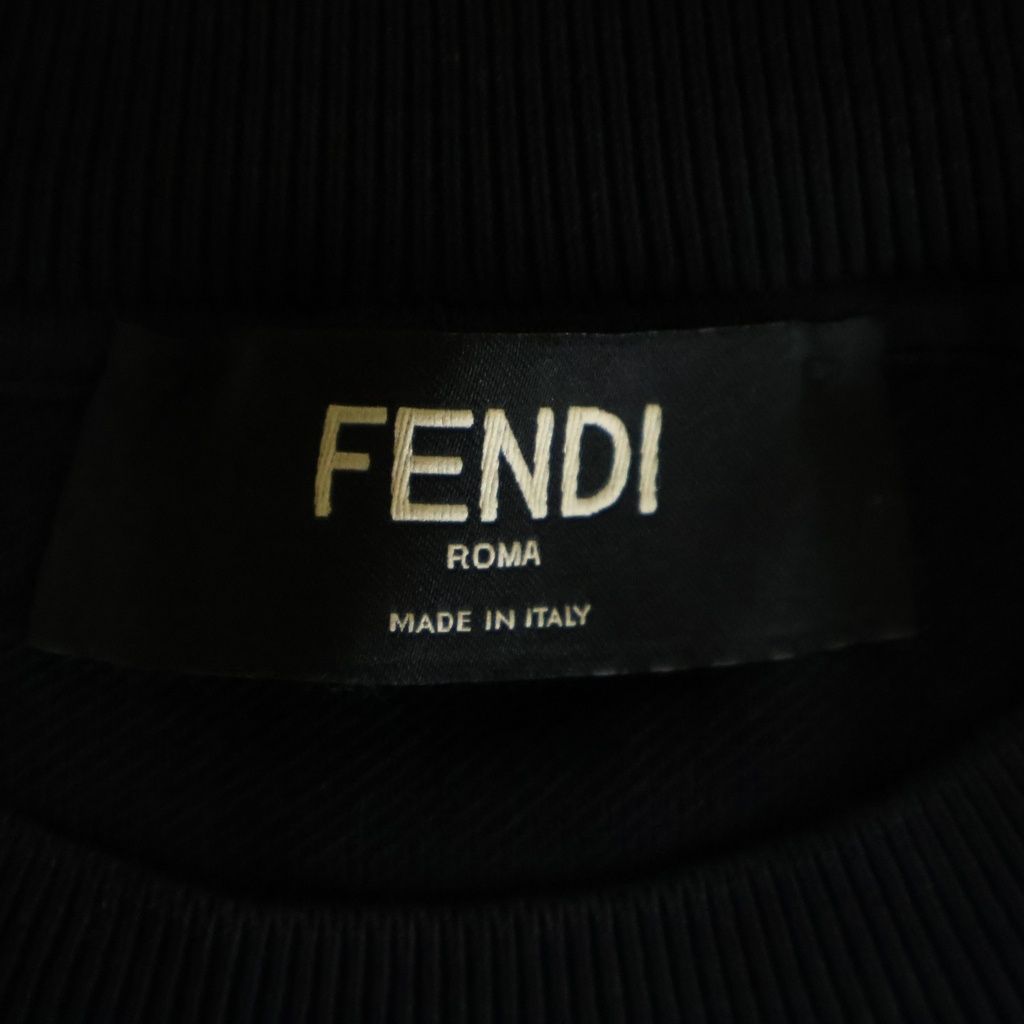 Fendi Front Logo Print Crew Neck Sweatshirt Black Orange — view 7
