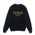 Fendi Front Logo Print Crew Neck Sweatshirt Black Orange