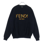 Fendi Front Logo Print Crew Neck Sweatshirt Black Orange