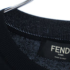 Fendi Front Logo Print Crew Neck Sweatshirt Black Orange — view 6