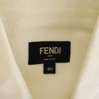 Fendi Front Logo Patch Silk Cotton Shirt White — view 6
