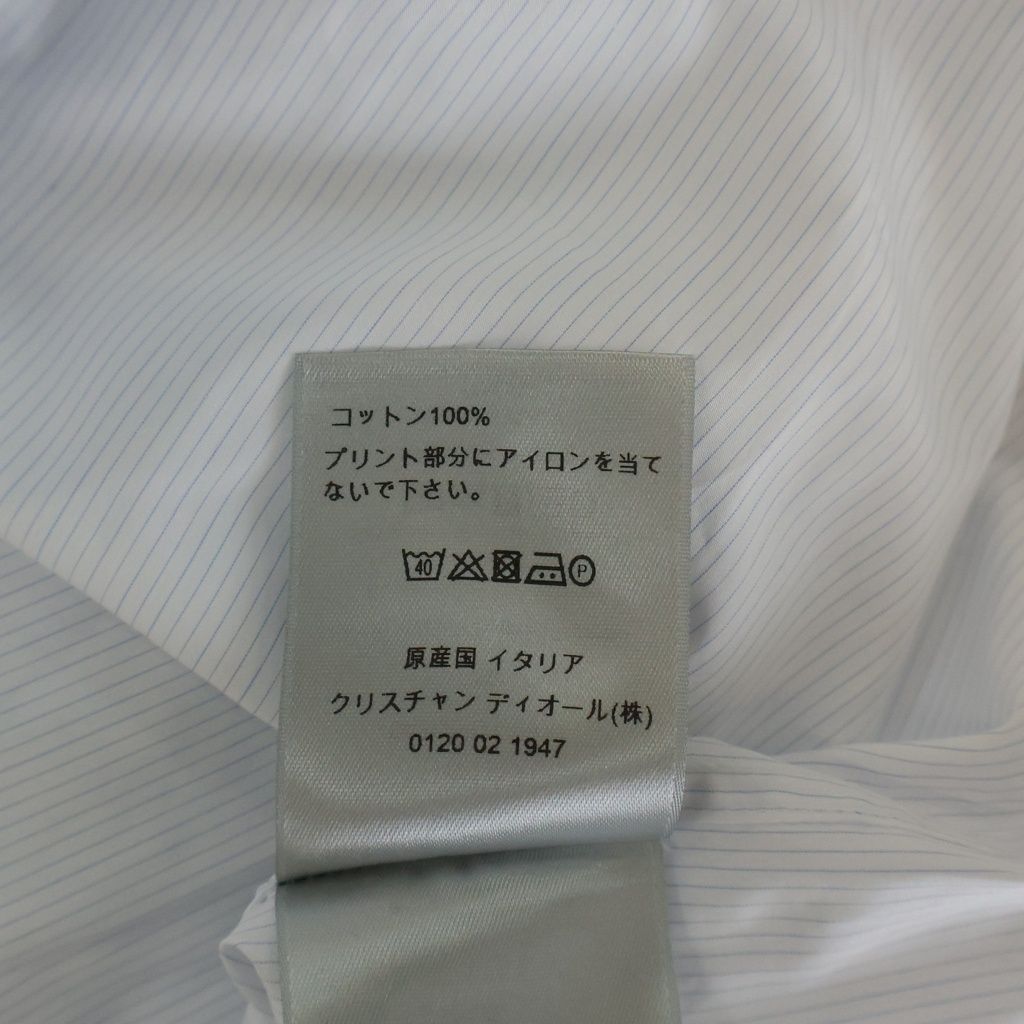 Dior Judy Blame Front Logo Print Striped Long Sleeve Shirt Light Blue — view 8