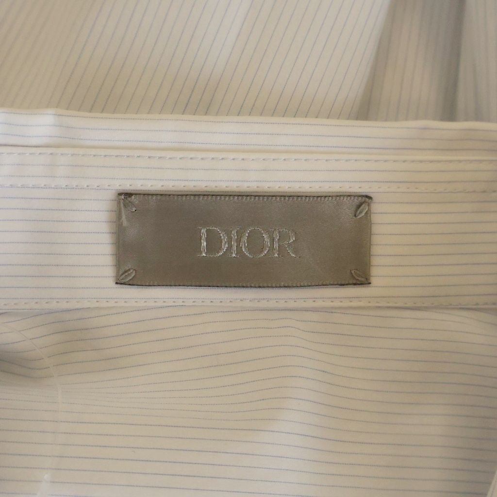 Dior Judy Blame Front Logo Print Striped Long Sleeve Shirt Light Blue — view 7