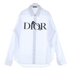 Dior Judy Blame Front Logo Print Striped Long Sleeve Shirt Light Blue
