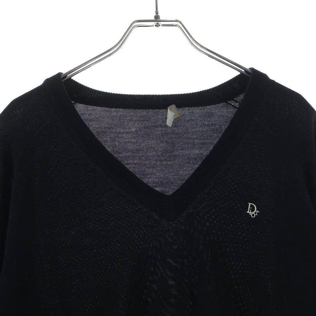 Dior Homme Era CD Logo Embroidery Neck Sweater Black Wool — view 3