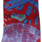 Hermes Twilly Each Nest Building Silk Scarf Red Blue — view 4