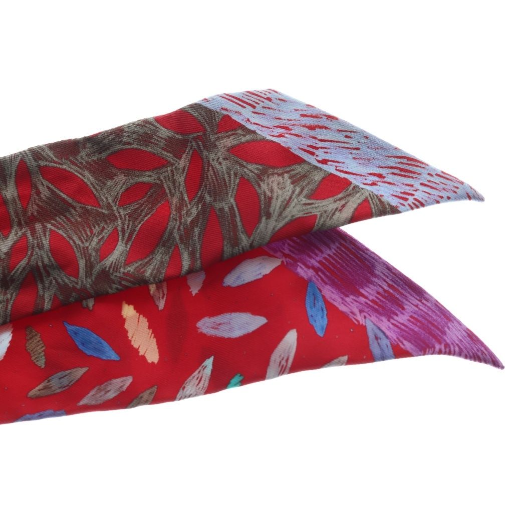 Hermes Twilly Each Nest Building Silk Scarf Red Blue — view 3