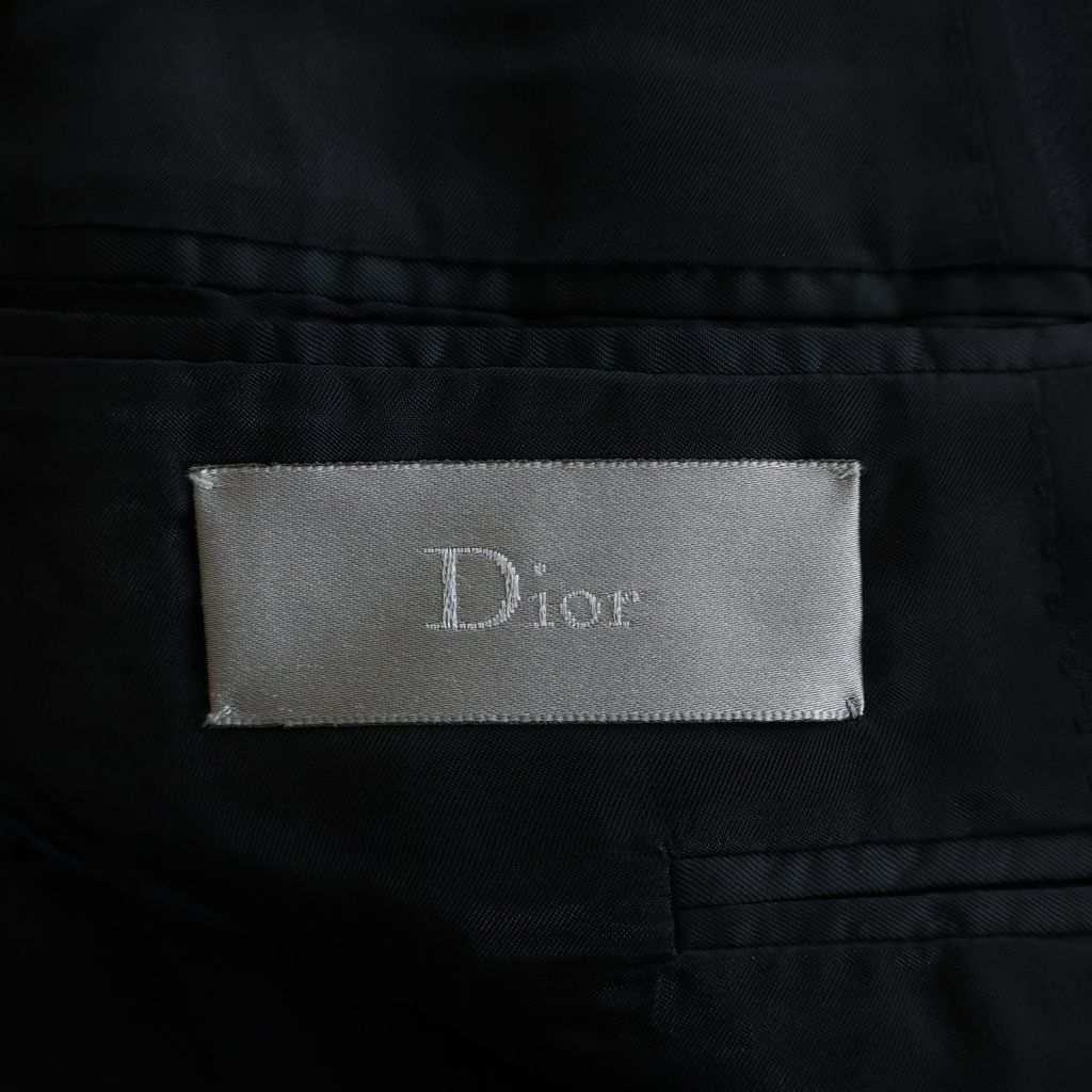 Dior Homme Stripe Double Wool Rayon Blend Tailored Jacket Black Blue — view 6