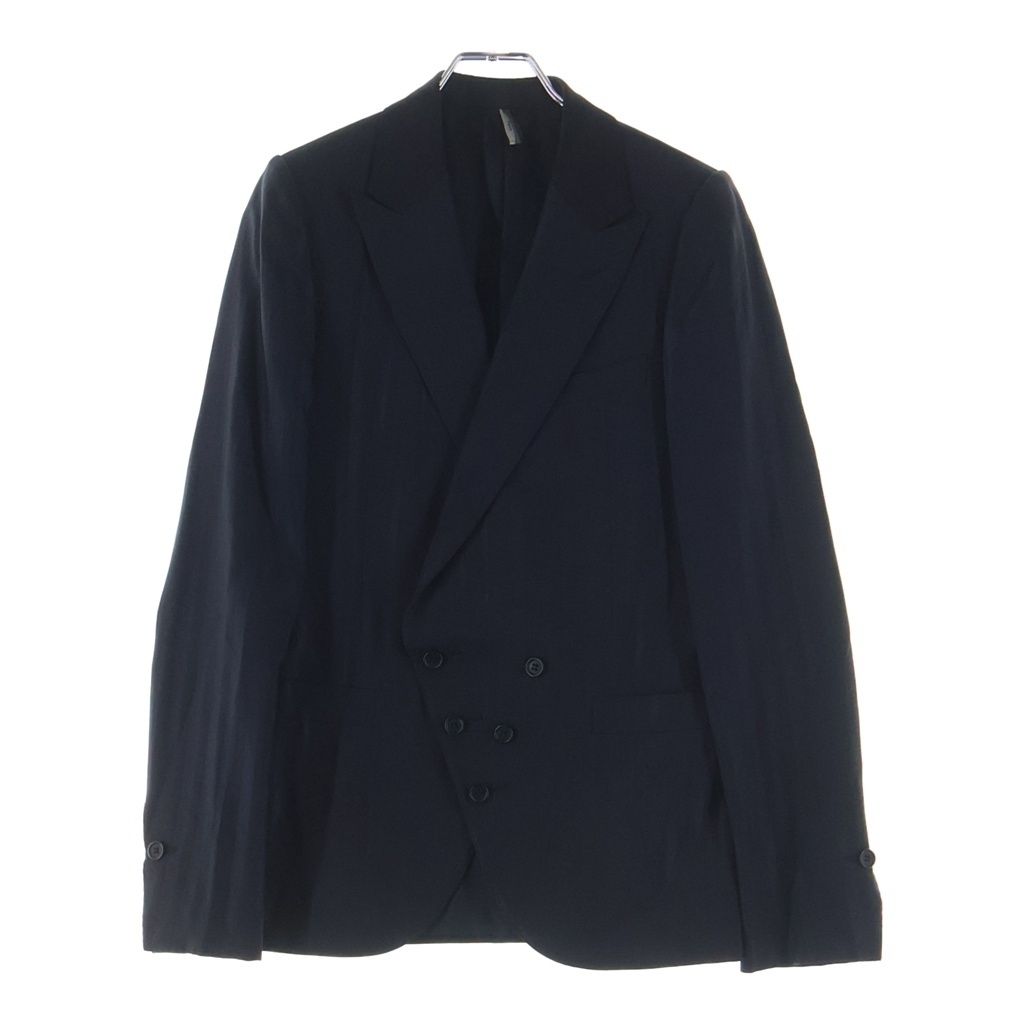 Dior Homme Stripe Double Wool Rayon Blend Tailored Jacket Black Blue