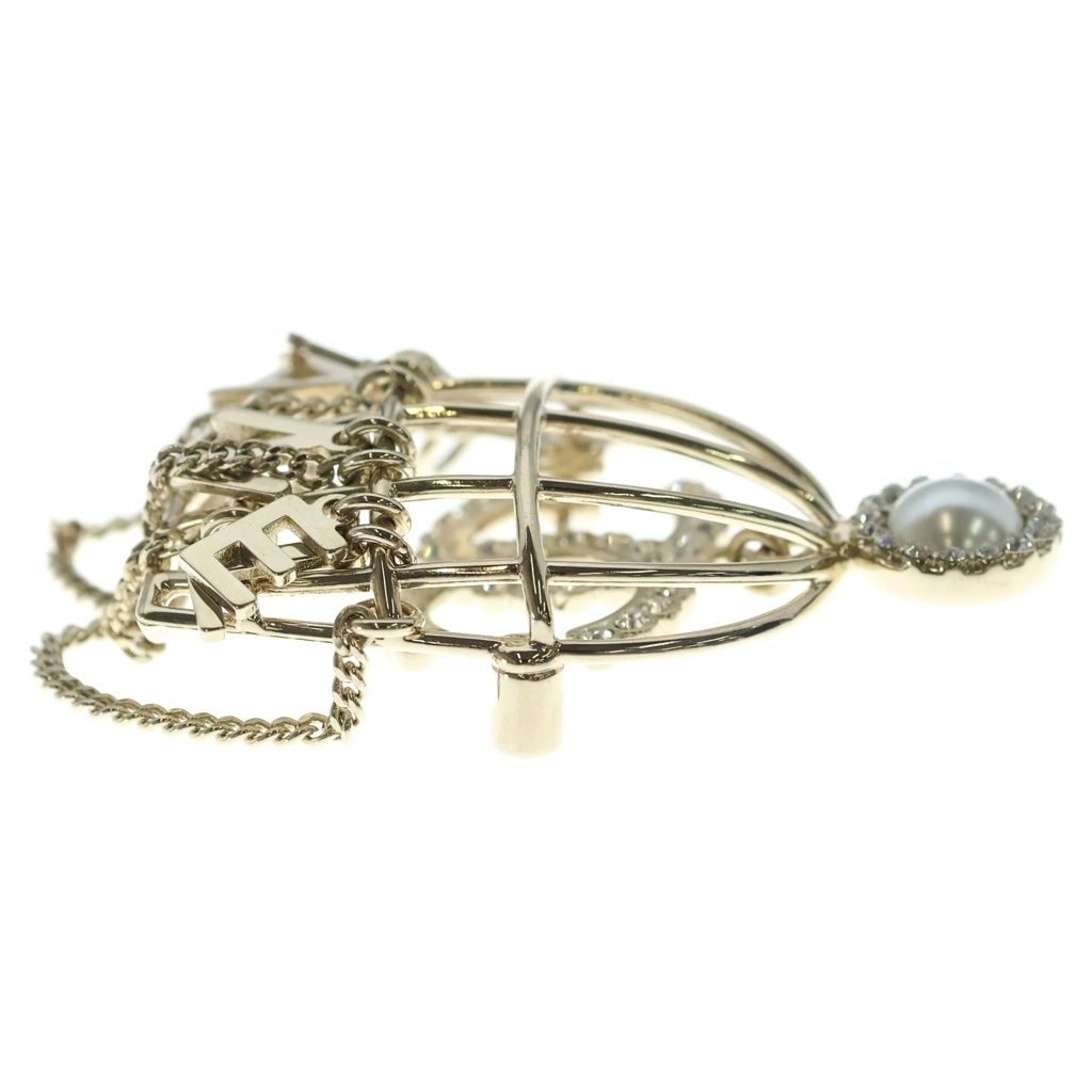 Chanel CC Logo Birdcage Motif Brooch Pin Badge Gold — view 3